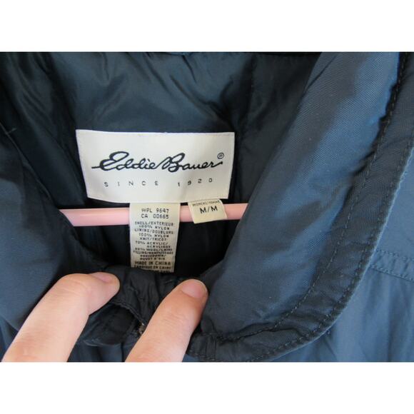Eddie Bauer Women's Medium Dark Teal Goose Down Feather Coat Adjustable *flawed* - Picture 3 of 15